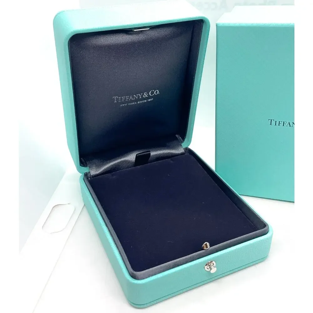 Tiffany & Co. Blue Leather Necklace Holder Box Case 4